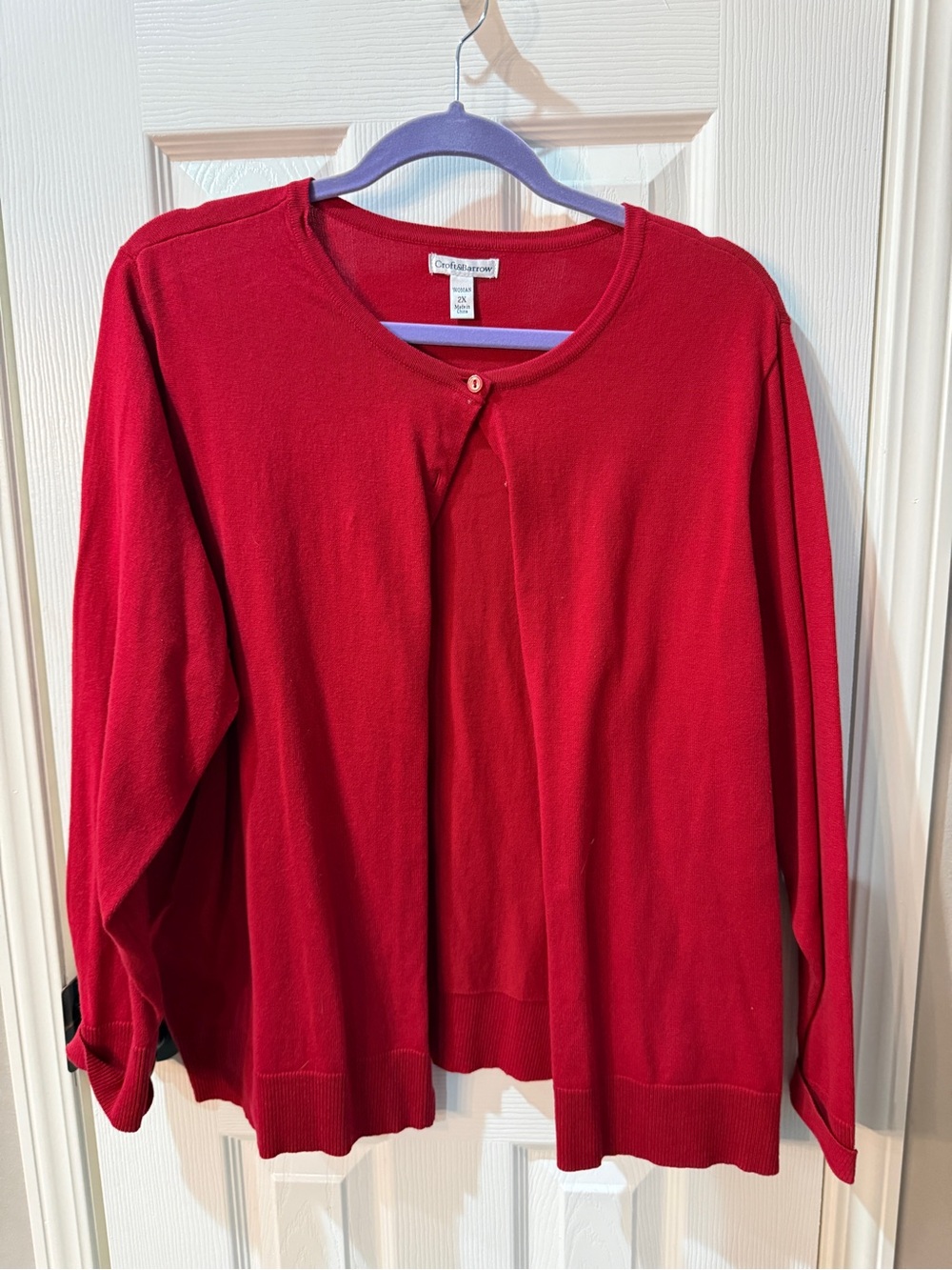 croft & barrow Red Lightweight Crewneck Cardigan